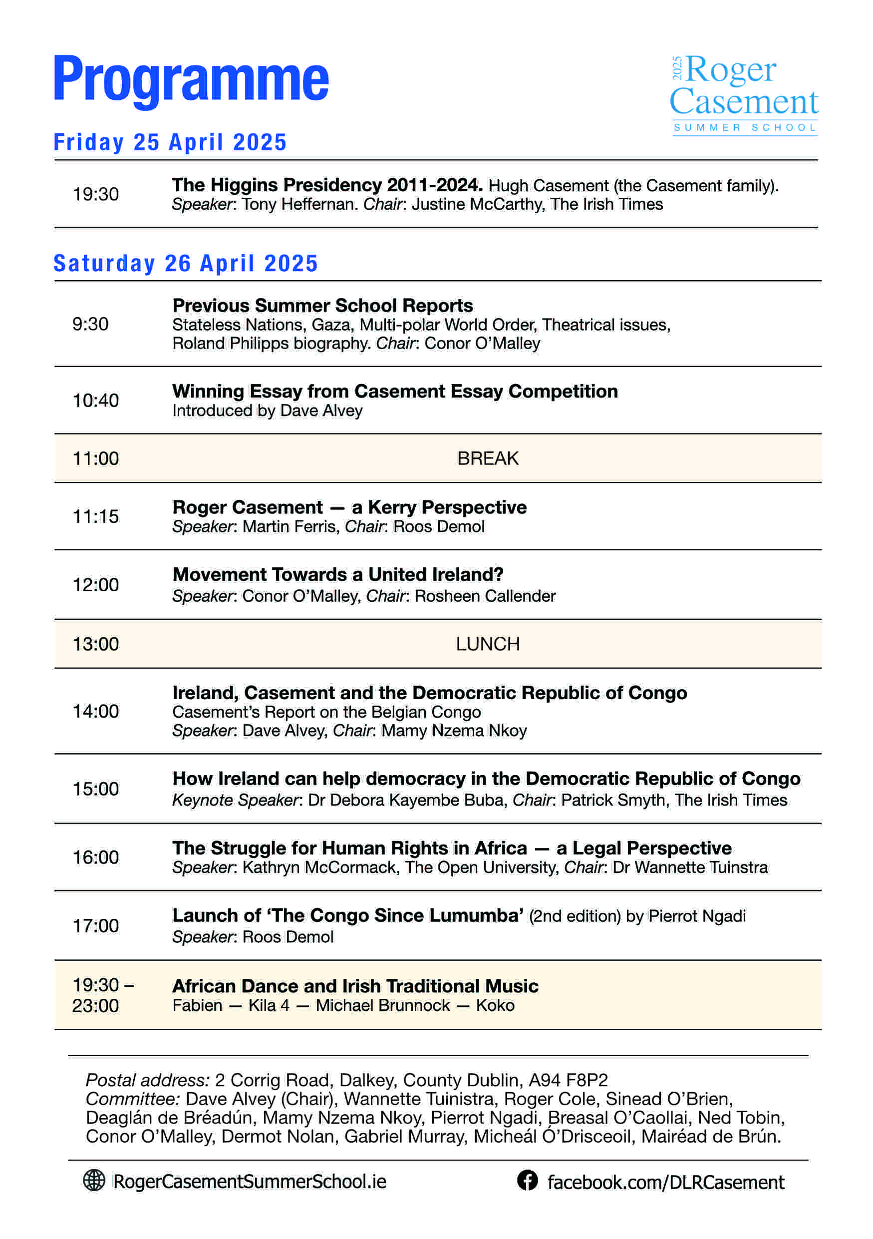 A5 Programme (4pg) 2024 Casement Summer School
